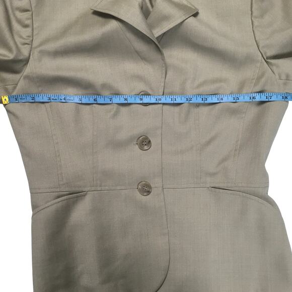 Ann Taylor Blazer Tan Three Button Suit Jacket Peplum Women's 6 Career Work - Picture 4 of 9